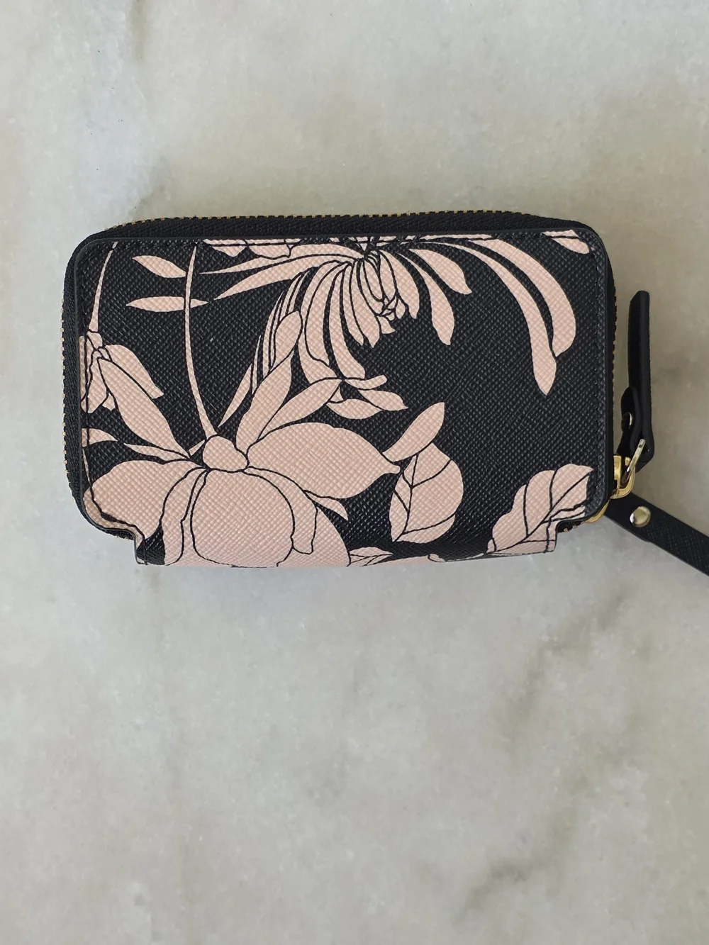 Kate Spade New York Laurel Way Gardenia Rosie Double Zip Case Wallet Black Pink